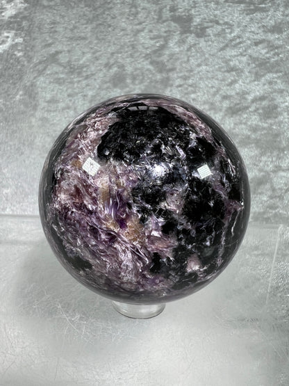 Charoite Crystal Sphere. Stunning Rare Crystal From Russia. Amazing Colors And A Beautiful UV Reaction.