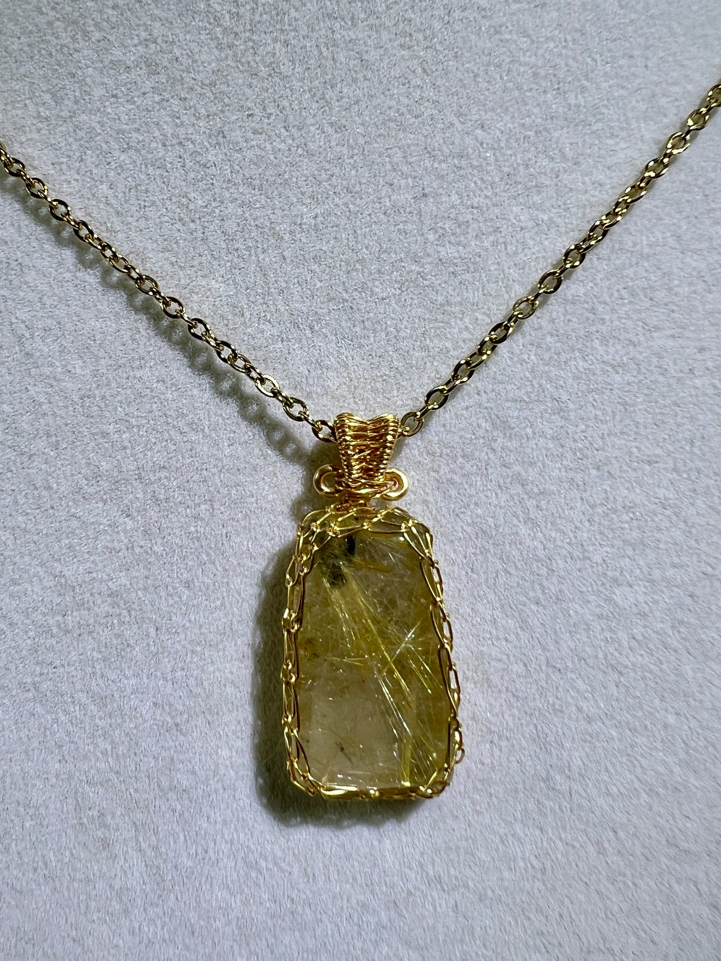 Rutile Quartz Pendant. Stunning Wire Wrap Rutile Necklace. Gorgeous Rutilated Quartz