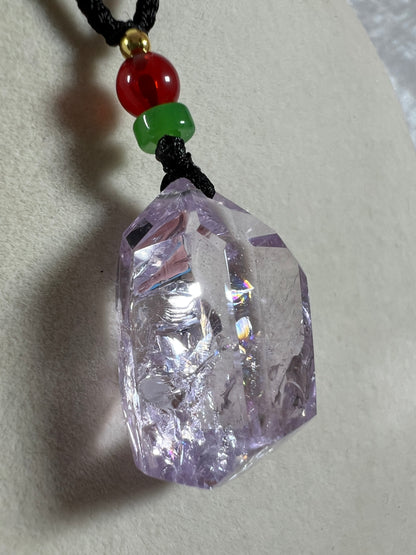 Amethyst Pendant With Stunning Rainbows. Incredible One Of A Kind Necklace. High Quality Polished Amethyst Jewelry