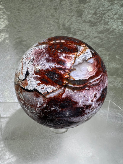 Mexican Crazy Lace Agate Sphere. 72mm. Gorgeous High Quality With Amazing Colors And Patterns