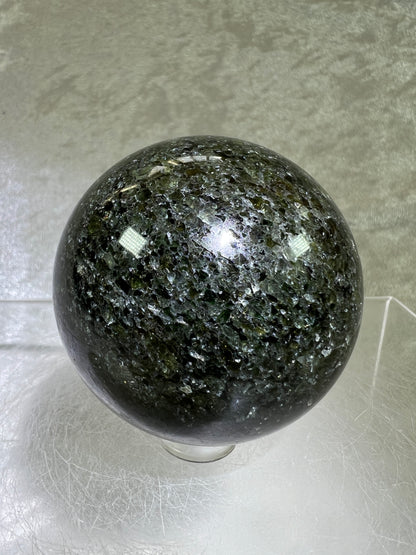 Peridot Olivine Sphere. Rare Peridot In Matrix Sphere. Gorgeous Green Gem Flash