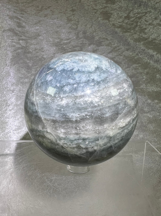 Calcite Blue Cloud Crystal Sphere. 72mm. Gorgeous Colors With Amazing Patterns.