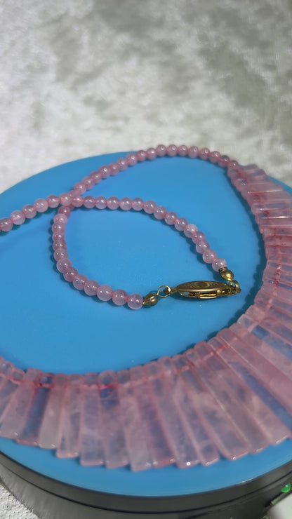 Rose Quartz Egyptian Style Choker. Amazing High Quality Rose Quartz Necklace From Namibia.