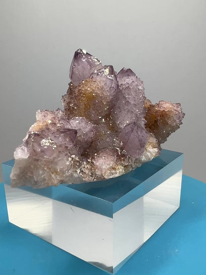 Spirit Quartz Cluster. Amazing Colors With Limonite Inclusions. Beautiful Ametrine Cactus Quartz, Fairy Quartz From South Africa.