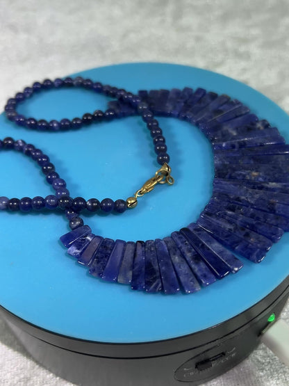 Sodalite Egyptian Style Choker. High Quality Crystal Necklace From Namibia.