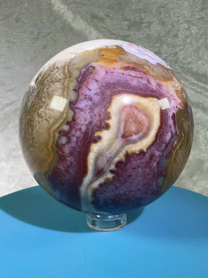 Mexican Crazy Lace Agate Sphere. Very Rare Purples And Gorgeous Sugar Druzy.