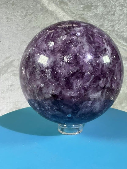 Lepidolite Purple Mica Sphere. Gorgeous Flashy Mica Display Crystal.