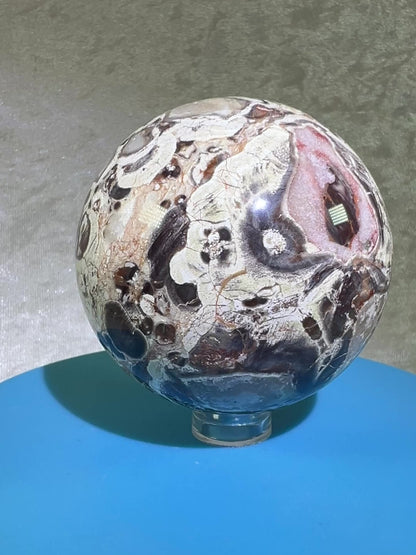 Money Agate Crystal Sphere. 60mm. Stunning Indonesian Bloodstone. Amazing Colors And Patterns