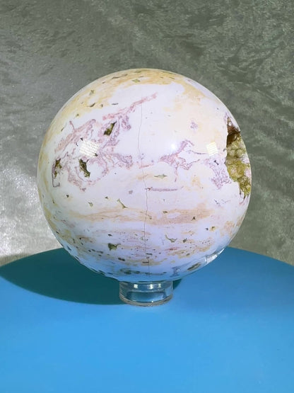 Ocean Jasper Sphere. Gorgeous Sugar Druzy Sphere. Stunning Colors On This Amazing Display Crystal