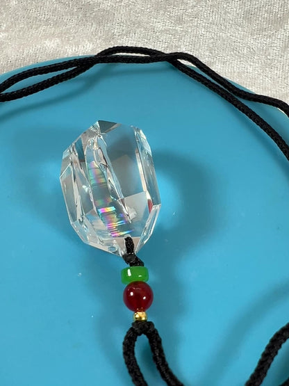 Clear Quartz Pendant With Amazing Rainbows. Very High Quality Polished Clear Quartz. One Of A Kind Necklace