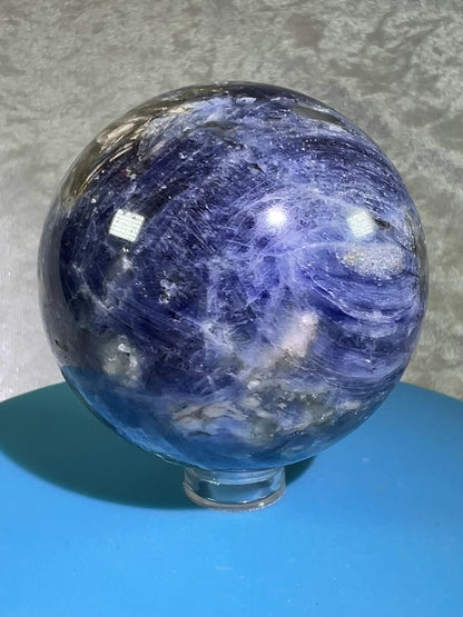 Kyanite Crystal Sphere. 58mm. Gorgeous Blue Kyanite Display Sphere. Interesting Crystal With Stunning Flash