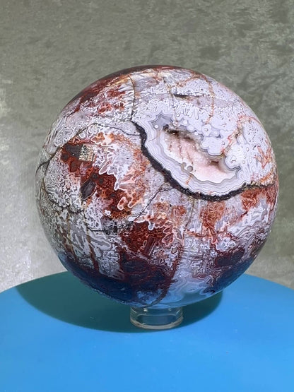 Mexican Crazy Lace Agate Sphere. 72mm. Gorgeous High Quality With Amazing Colors And Patterns