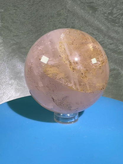 Dendritic Star Rose Quartz. Amazing Display Sphere With Asterisms And Dendritic Inclusions.