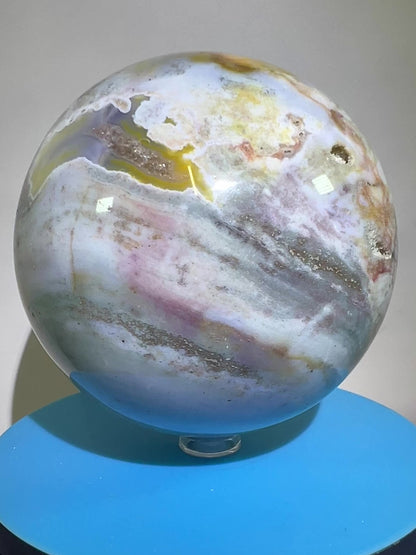 Ocean Jasper Sphere. 92mm. Large Pastel Display Crystal. Rare And Beautiful Colors!