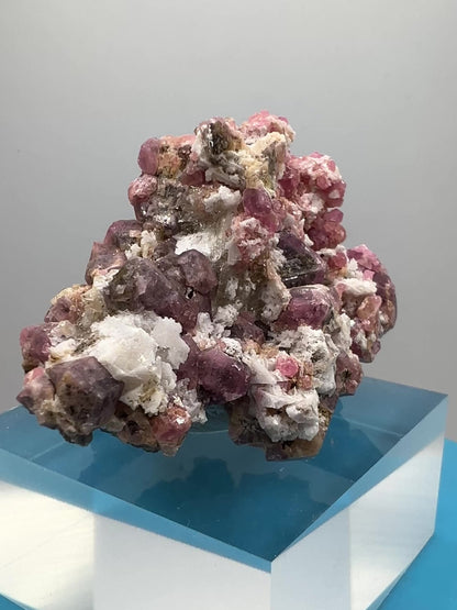 Raspberry Grossular Garnet Specimen. Gorgeous Pink Garnet From Coahuila, Mexico. Rare Crystal Display Cluster