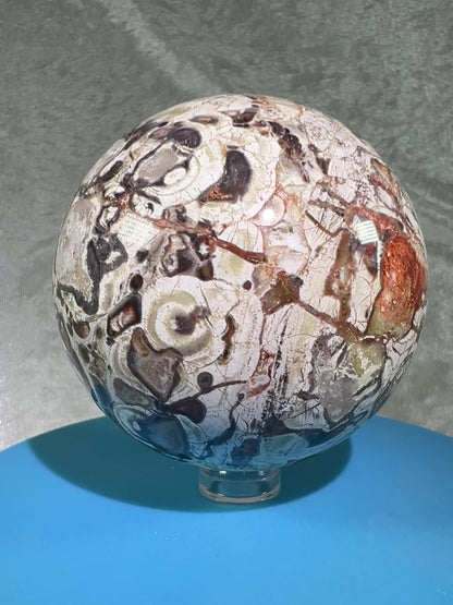 Money Agate Crystal Sphere. 69mm. Stunning Indonesian Bloodstone. Amazing Colors And Patterns