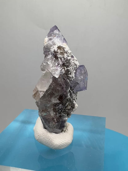 Fluorite, Calcite, And Druzy Quartz Specimen. World Famous Yaogangxian Fluorite Cubes. Beautiful Mixed Mineral Specimen.