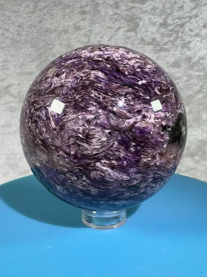 Charoite Crystal Sphere. Stunning Rare Crystal From Russia. Amazing Colors And A Beautiful UV Reaction.