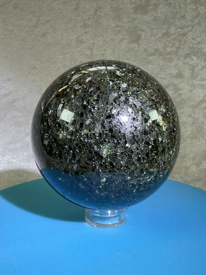 Peridot Olivine Sphere. Rare Peridot In Matrix Sphere. Gorgeous Green Gem Flash